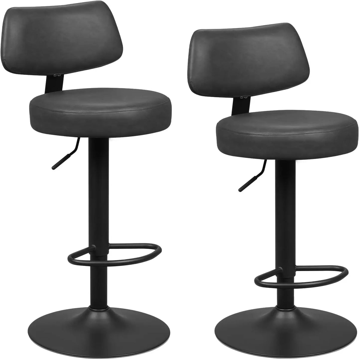 WOLTU 2PCS Kitchen High Stools Height Adjustable Counter Stools 360° Rotatable Bar Stools with Backrest and Footrest Stools for Kitchen Bar Restaurant