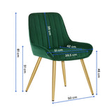 2PCS/SET Velvet Dining Chairs Kitchen Chairs with Low Armrests Backrest Ergonomic for Living Room Bedroom Office Load Capacity 150 kg