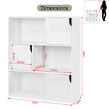 White/Light Oak Bookcase Bookshelf Standing Shelf with 6 Cubes Storage Organizer for Room Divider Office Study Living Room