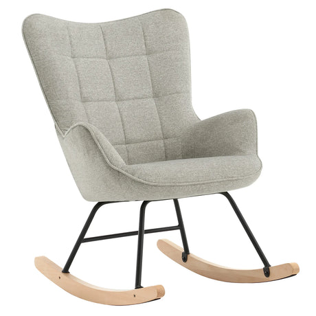Velvet scandinavische schommelstoel van BukkitBow, ergonomisch ontworpen met zachte bekleding en een modern Scandinavisch ontwerp.