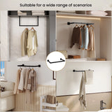 Black Rectangular Clothes Rail Wall Mounted Industrial Pipe Space Saving 50kg Load Capacity Hanging Rack for Bedroom Bathroom