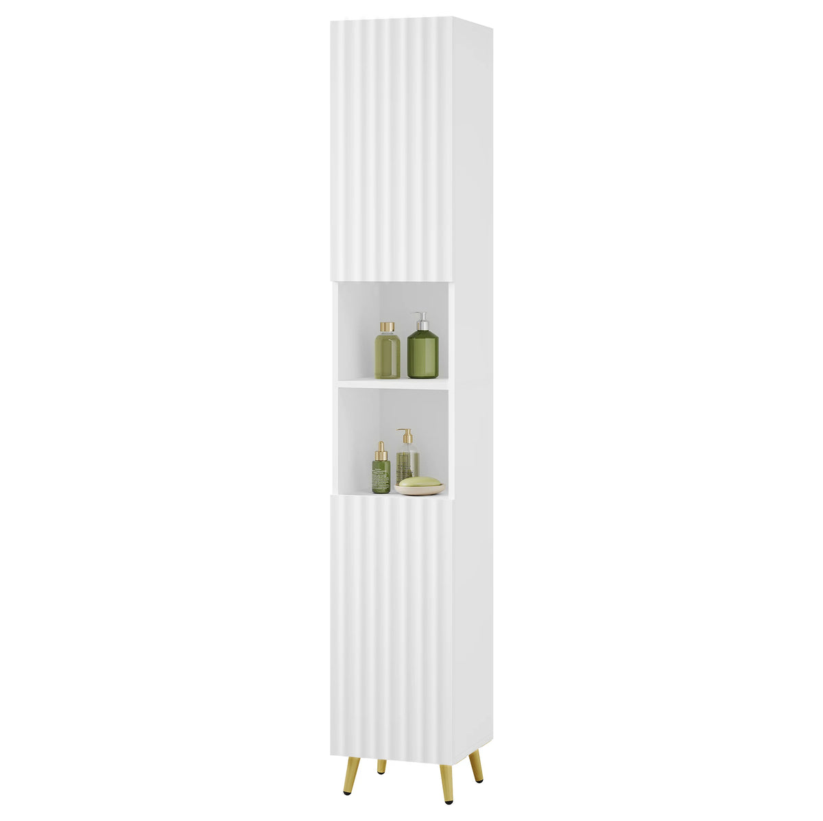 Witte badkamerkast van BukkitBow, 30x28x180 cm met verstelbare planken en smal ontwerp voor badkameropslag