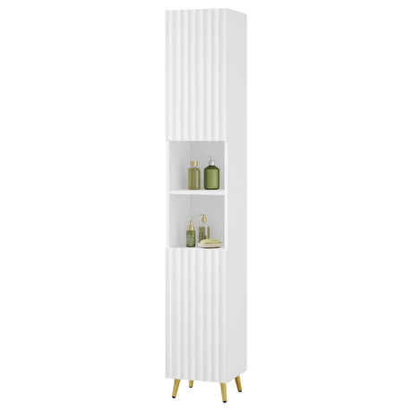 Witte badkamerkast van BukkitBow, 30x28x180 cm met verstelbare planken en smal ontwerp voor badkameropslag