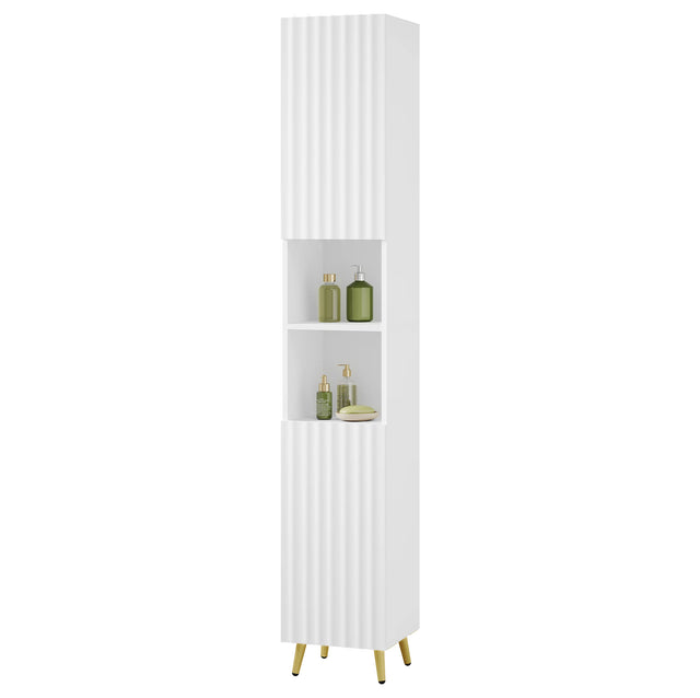 Witte badkamerkast van BukkitBow, 30x28x180 cm met verstelbare planken en smal ontwerp voor badkameropslag