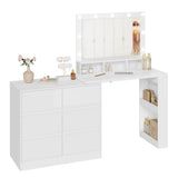 BukkitBow kaptafel met 7 laden, verstelbare LED-spiegel en flexibele hoek, ideaal voor make-up en haarstyling.