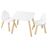 WOLTU Children's Table with 2 Chairs Cloud Backrest Solid Wood Legs for Toddlers Preschoolers Reading Food Storage