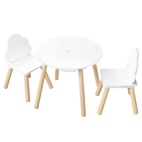 Kinder tafel met 2 stoelen van BukkitBow, ronde of vierkante tafel, wolkvormige rugleuning voor kinderen, houten ontwerp
