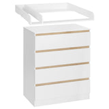 WOLTU 1SET White Changing Table with Removable Changing Mat 4 Drawers 80x75x109.2cm Baby Storage Unit for Children Room