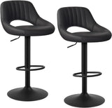 Eugad 2PCs/SET Height-Adjustable Faux Leather Bar Stools with Backrest 360° Rotatable Swivel Lifting Kitchen Bistro Stool Home Decor