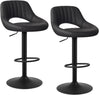 Eugad 2PCs/SET Height-Adjustable Faux Leather Bar Stools with Backrest 360° Rotatable Swivel Lifting Kitchen Bistro Stool Home Decor