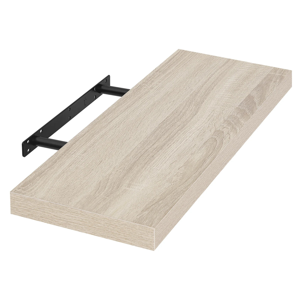 Zwevende wandplank – Verborgen bevestiging – Lichtbruin of lichte eikenlook – 25 tot 120 cm