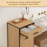 EUGAD Bathroom Cabinet 38x80x34cm Narrow Toilet Side Cabinet with 2 Drawers Foldable Laundry Bag Laundry Cupboard Bathroom Organizers