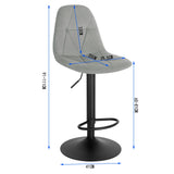 EUGAD 2PCS/SET 360° Swivel Bistro Stools High Chair Velvet Bar Stools with Backrest Height-Adjustable Counter Stools for Home Kitchen Bar