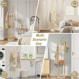 Standing Metal Tree Shape Clothes Rack Coat Rack with Marble Base 3 Shelves and 9 Hooks for Clothes Bags Hats