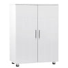 EUGAD White Bathroom Cabinet with Adjustable Shelves 2 Doors 3 Compartments Storage Cupboard Free Standing Entryway Cabinet