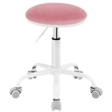 Eugad 360° Swivel Adjustable Height Office Makeup Chair with Wheels 45-57.5cm Upholstered Round Bar Stool Multipurpose Space Saving