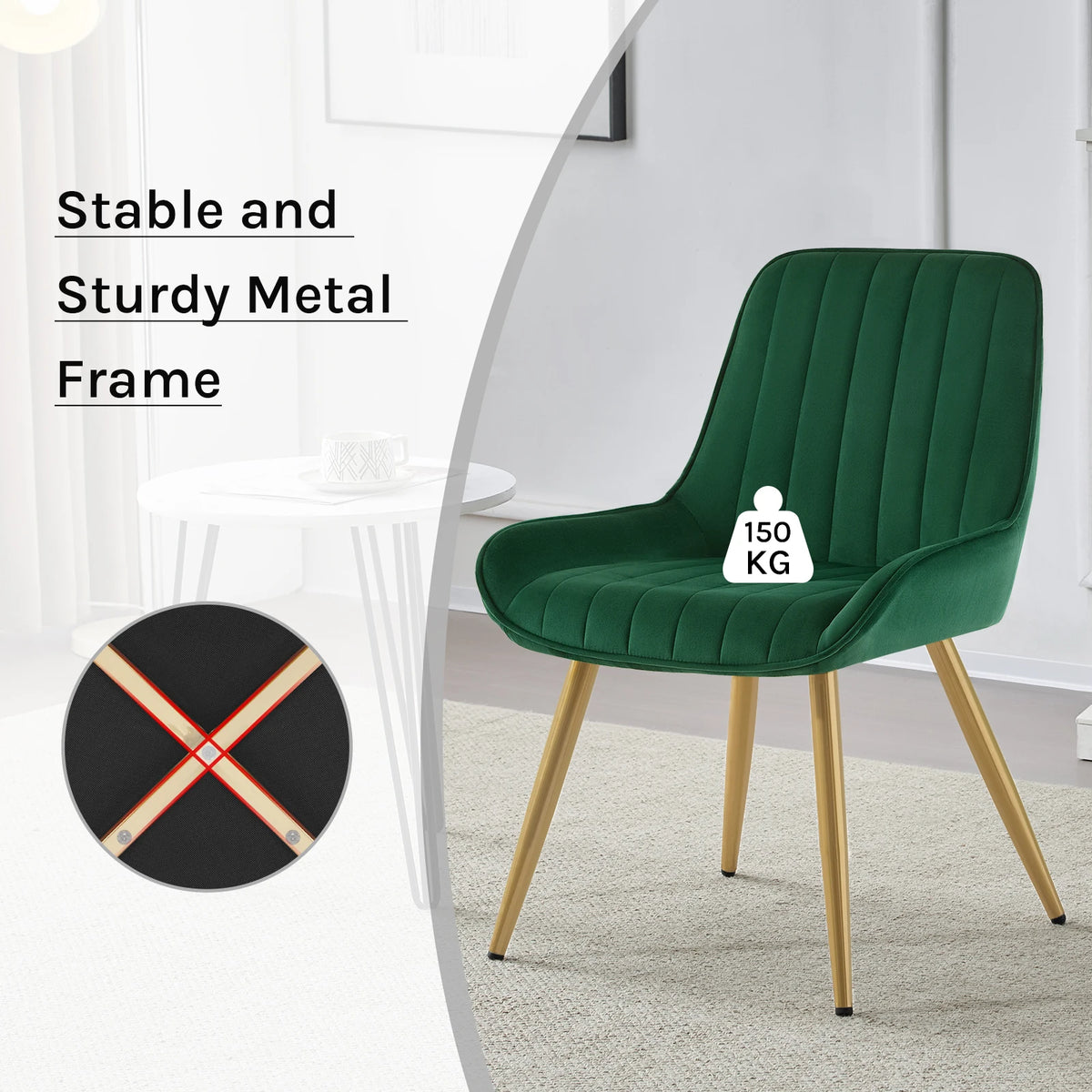 2PCS/SET Velvet Dining Chairs Kitchen Chairs with Low Armrests Backrest Ergonomic for Living Room Bedroom Office Load Capacity 150 kg