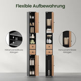 EUGAD Narrow Tall MDF Bathroom Cabinet 20x180x20cm Bath Organizer Adjustable Shelves Moisture Resistant Anti-Tilt Space Saving Storage