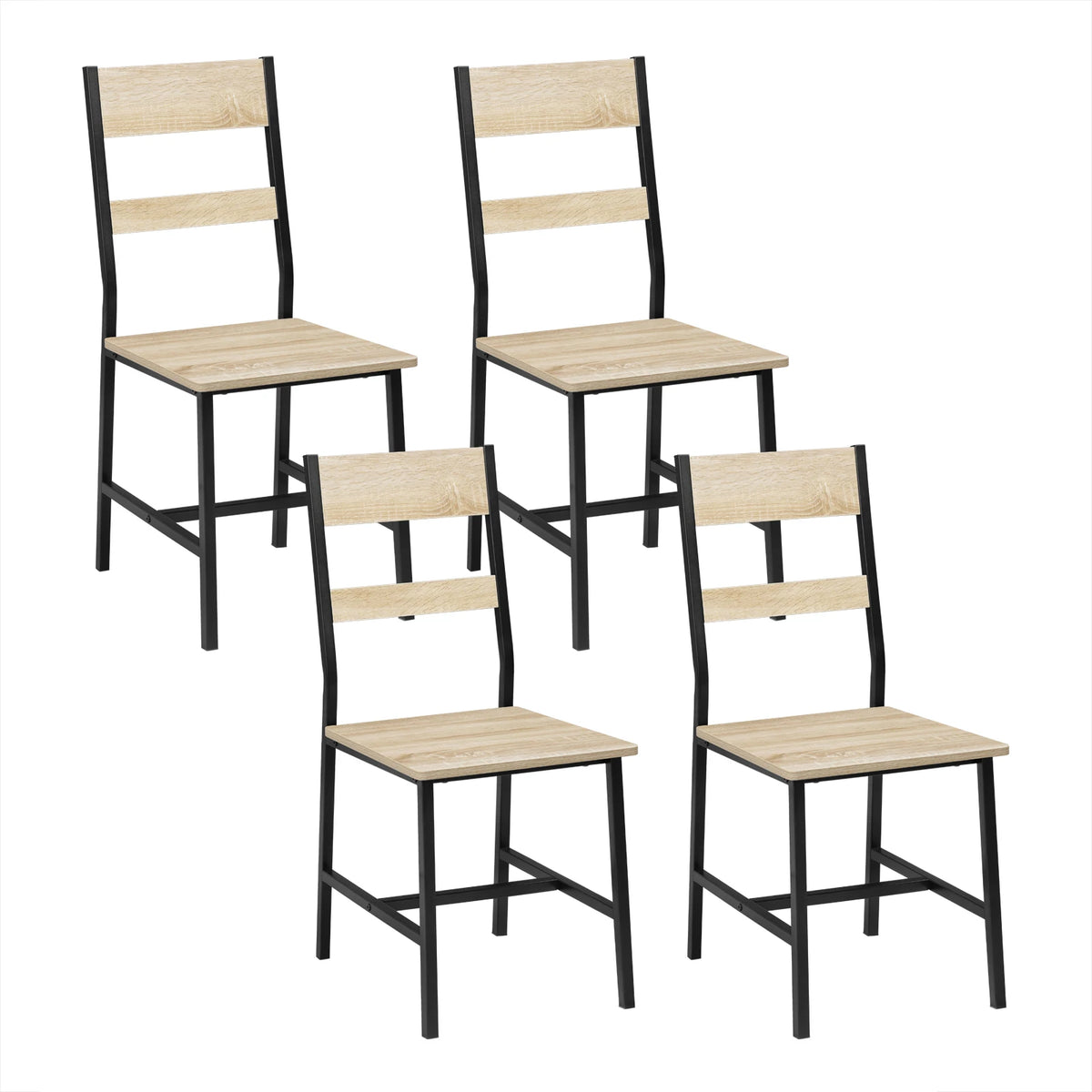 Industriële eetkamerstoelen – Set van 2 of 4 – Metalen frame en rugleuning