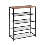 Schoenenrek met zitbank – 4-laags – Zwart stalen frame – 63 × 30 × 87 cm