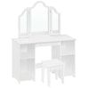 WOLTU Children's Dressing Table with Stool Mirror Wooden Small Dressing Table with Adjustable Shelves Girls Cosmetic Table White