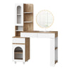 Kaptafel met LED-spiegel – 3 lades en 2 kastjes – Wit en licht eikenlook