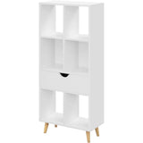 Witte boekenkast met lade – 6 open vakken – 50 x 24 x 121 cm