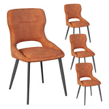 Eetkamerstoelen set van 4 – Met armleuningen – Open rugleuning – Metalen poten