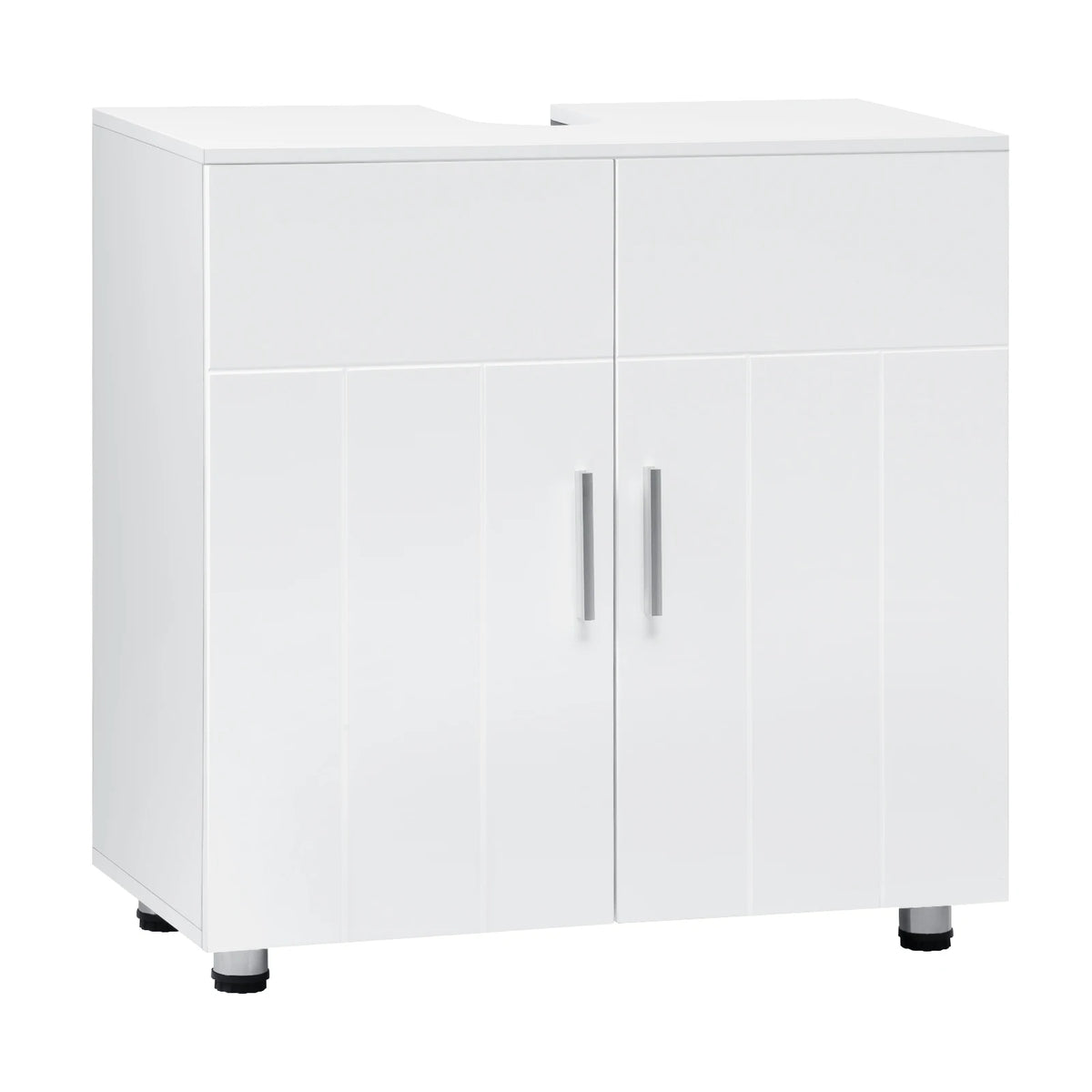 EUGAD White Bathroom Cabinet Under Sink 60x60x30cm Storage Cupboard with 2 Doors Shelves Vanity Unit with Adjustable Divider