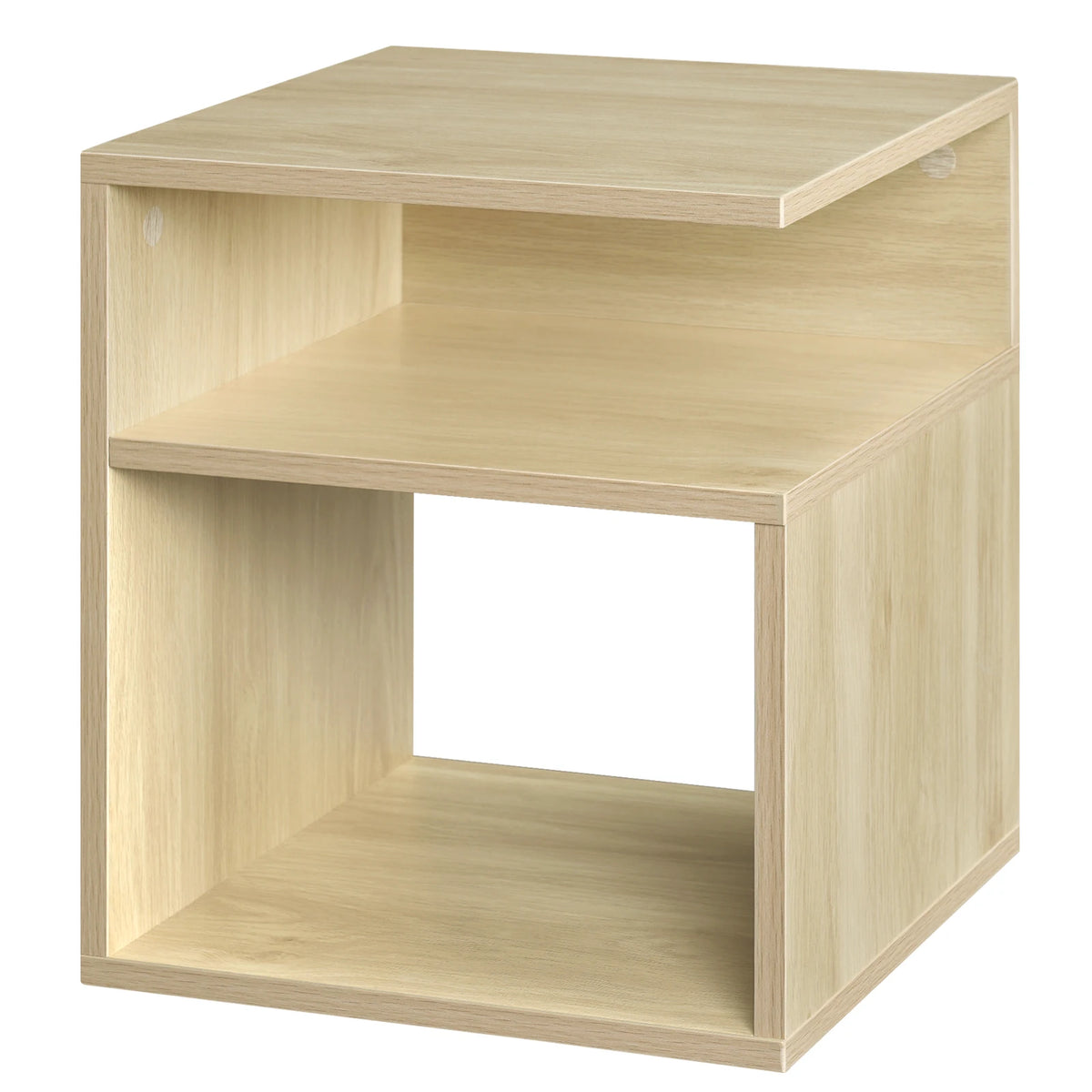 Nachtkastje met 2 open vakken – 35 x 41 x 35 cm – Wit, zwart of Light Oak