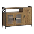 Industrieel BukkitBow dressoir met verstelbare planken en handvatten, geschikt als keukenkast, zwart metalen afwerking, modern design