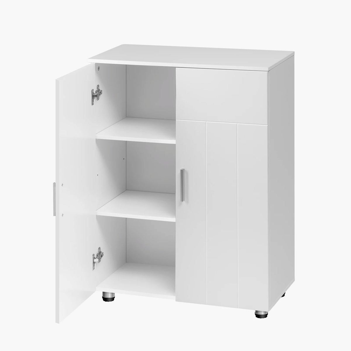 EUGAD White Bathroom Cabinet with Adjustable Shelves 2 Doors 3 Compartments Storage Cupboard Free Standing Entryway Cabinet