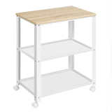 Keukentrolley op wielen – 3 niveaus – 60 x 40 x 76 cm – Wit en lichteiken