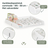 Detail van materiaal en afwerking van aankleedopzetstuk commode