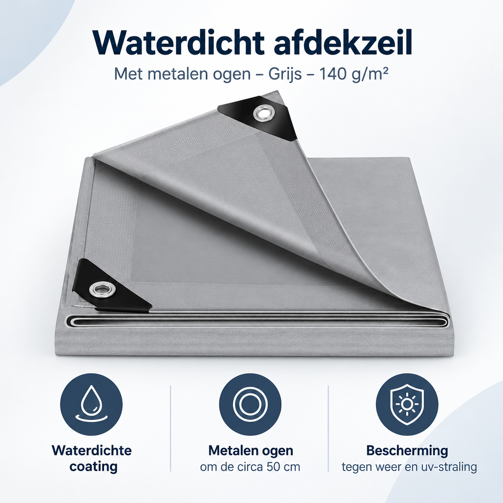 Overzicht van afdekzeil waterdicht met de belangrijkste productvoordelen