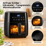 Detail van materiaal en afwerking van airfryer 5,5 liter