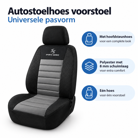 Autostoelhoes voorstoel van BukkitBow, universeel passend, inclusief hoofdsteunhoes, beschermt en versiert de autostoel.