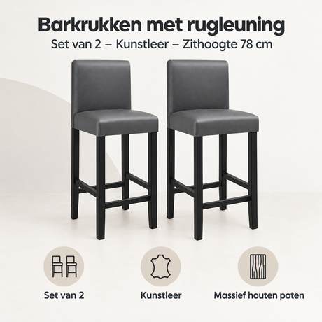 Overzicht van barkrukken met rugleuning met de belangrijkste productvoordelen
