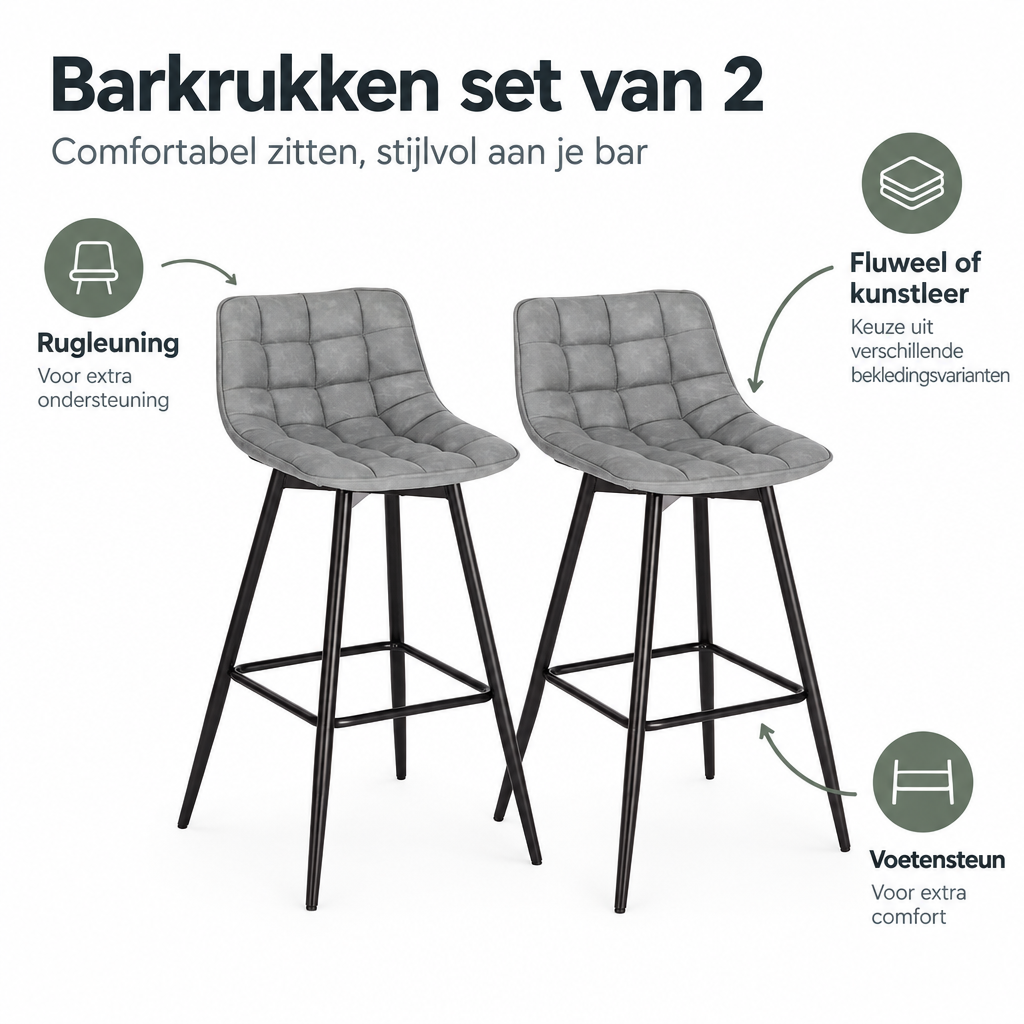Belangrijkste voordelen en eigenschappen van barkrukken set van 2