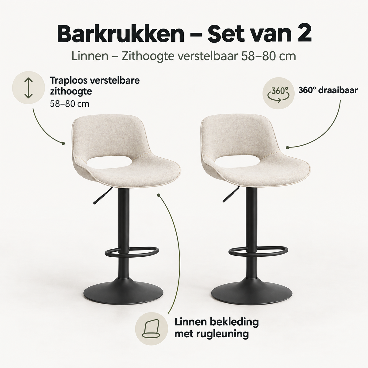 Belangrijkste voordelen en eigenschappen van barkrukken set van 2