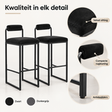 Detail van materiaal en afwerking van barkrukken set van 2