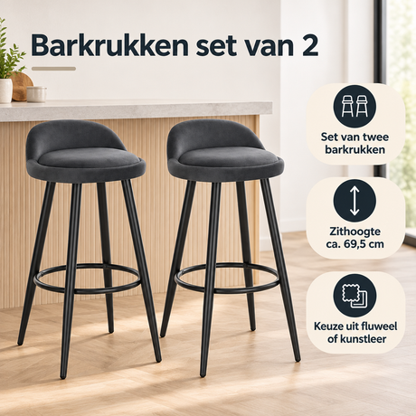 Praktische toepassing en keuzehulp voor barkrukken set van 2