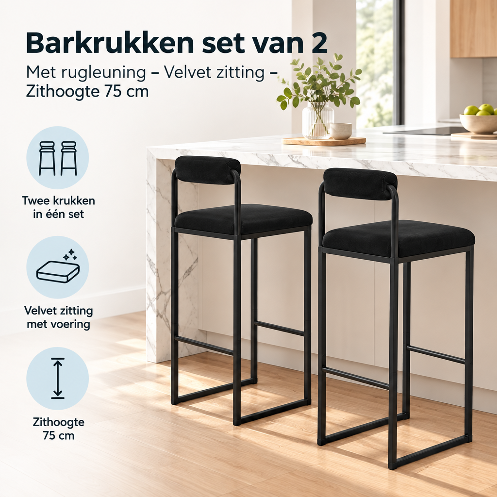 Praktische toepassing en keuzehulp voor barkrukken set van 2