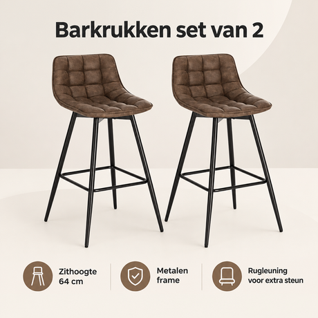 Overzicht van barkrukken set van 2 met de belangrijkste productvoordelen