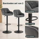 Detail van materiaal en afwerking van barstoelen set van 2