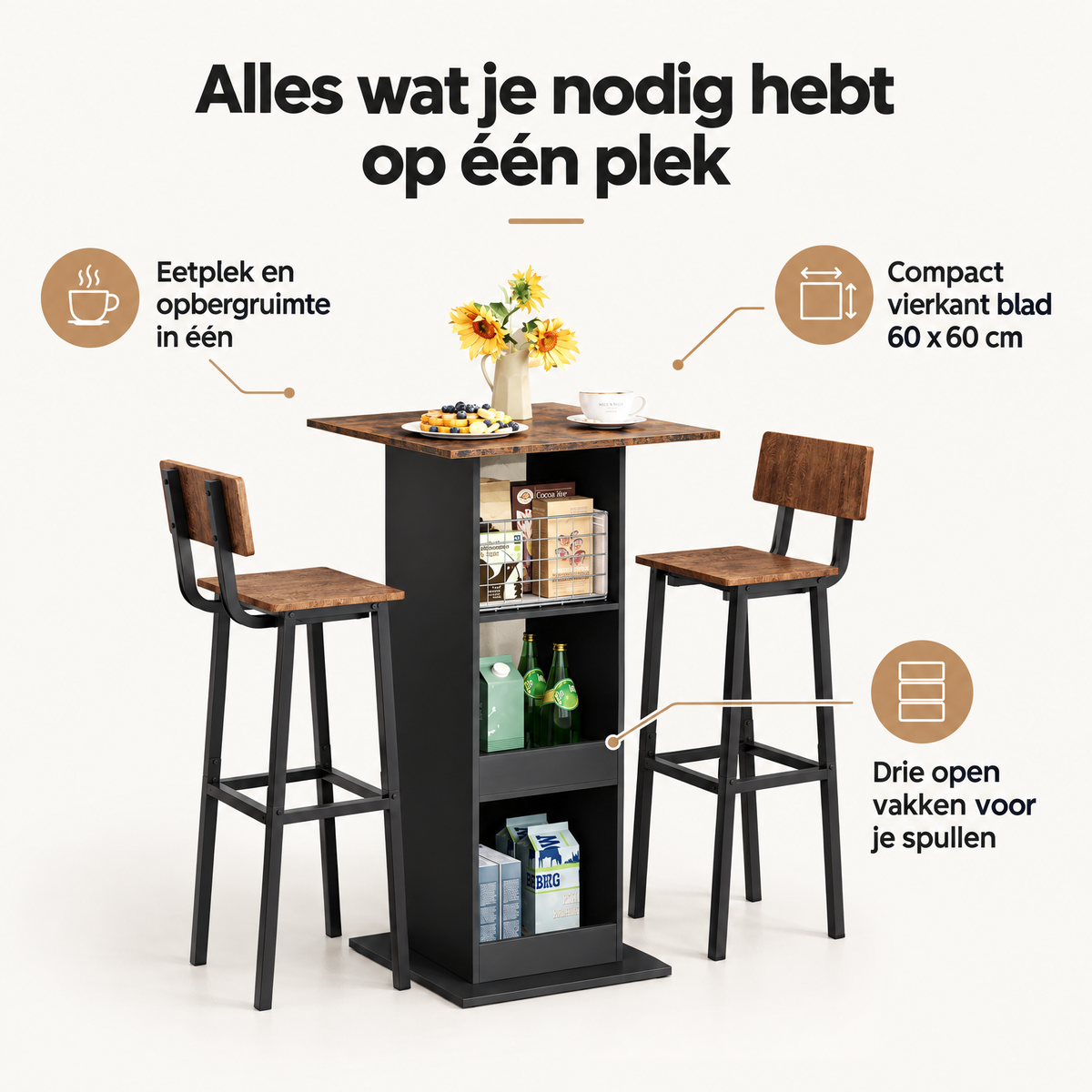 Belangrijkste voordelen en eigenschappen van bartafel met opbergruimte