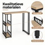 Detail van materiaal en afwerking van bartafel met opbergruimte