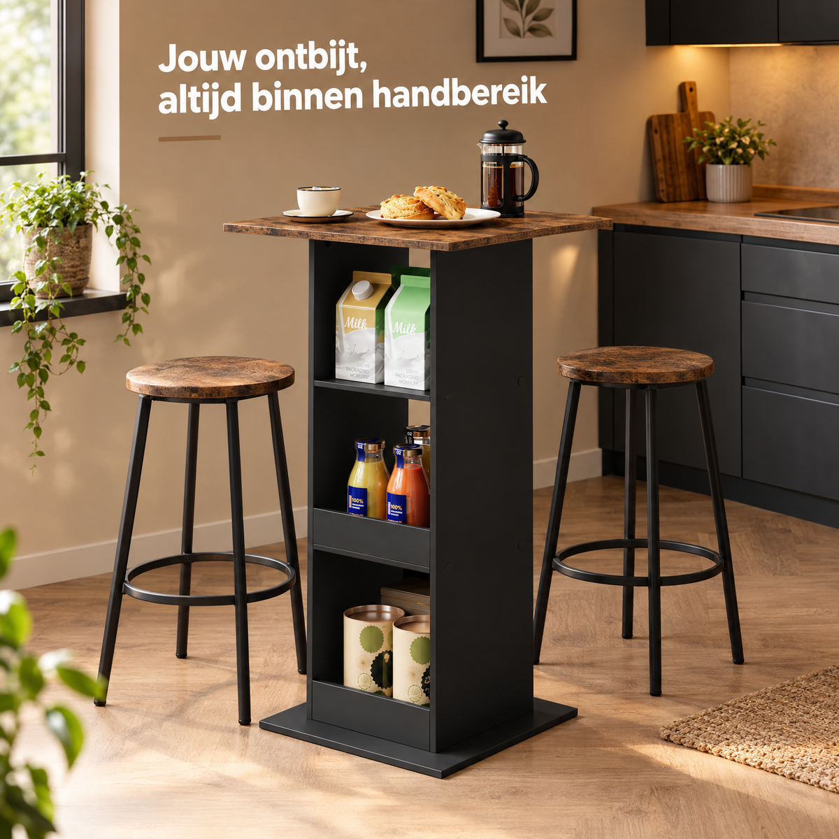 bartafel met opbergruimte in gebruik in een passende praktijksituatie
