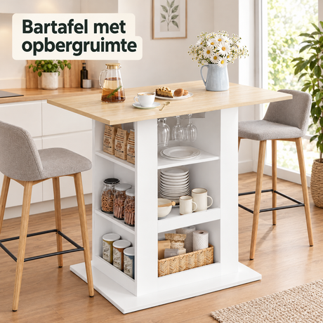 bartafel met opbergruimte in gebruik in een passende praktijksituatie