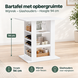 Afmetingen en productspecificaties van bartafel met opbergruimte